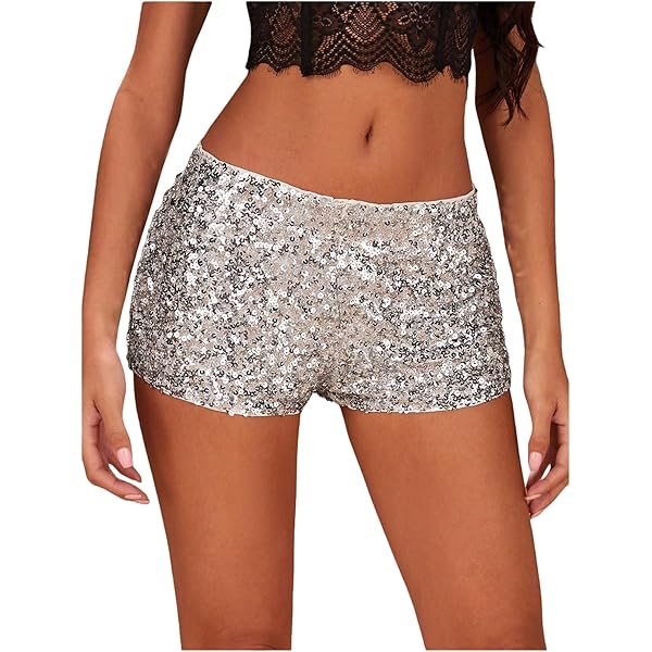 Amazon.com: Seyumixi Womens Sequin Micro Shorts Low Waist Glitter