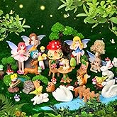 TSIS MHUO 52pcs Fairy Garden Accessories Fairy Garden Kit Mini Fairy Figurines Tiny Garden Decor Supplies Micro Landscape Mushroom House Fairy Animals Decor Outdoor Figures Ornaments