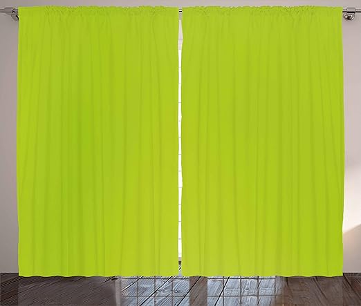 Amazon Com Ambesonne Lime Green Curtains Empty Backdrop Blurry