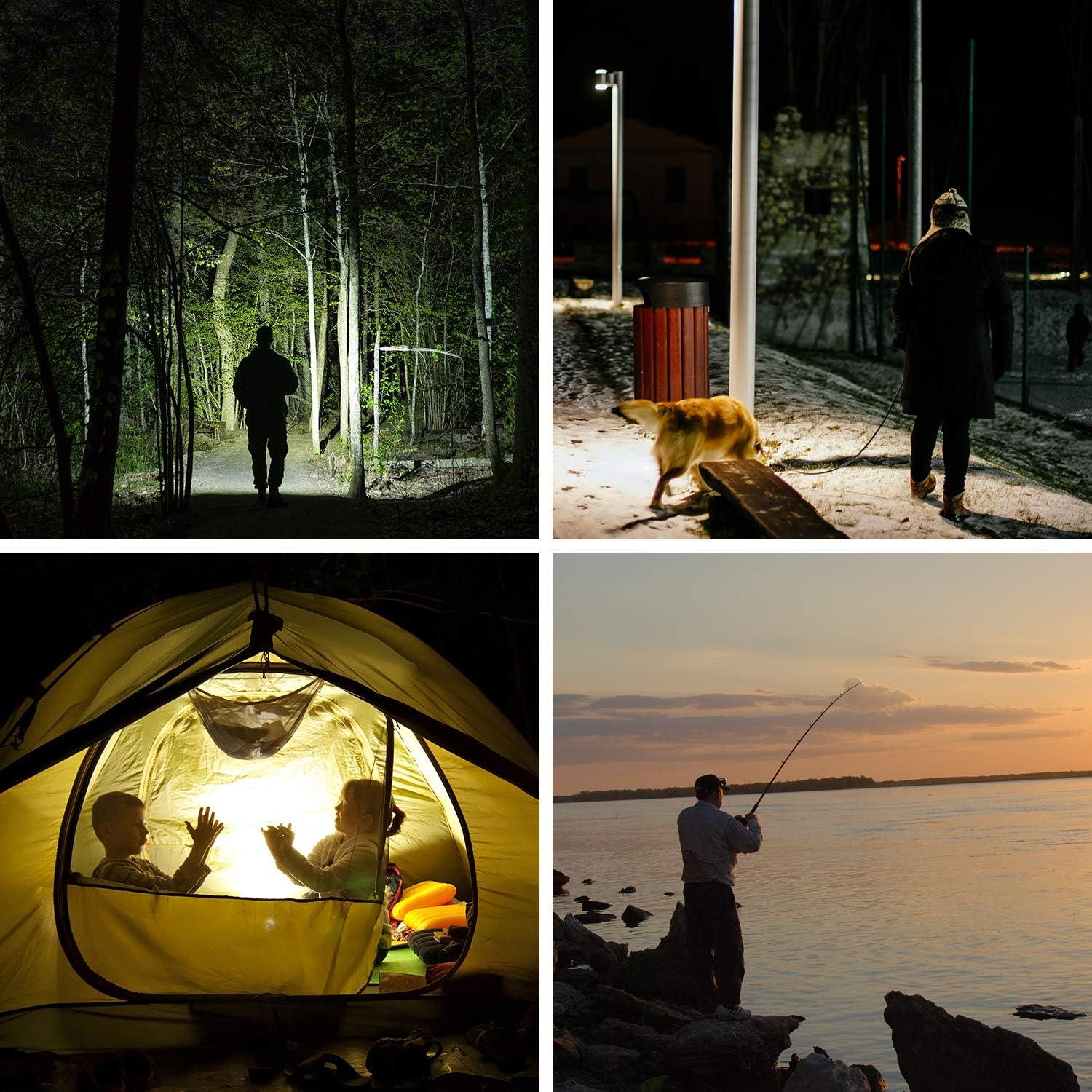 EMMMSUN Rechargeable Spotlight with 2000 Lumens, 3 Light Modes and USB Charger for Hiking, Camping, Boating, Hunting, IP67 Waterproof Handheld Flashlight - - 