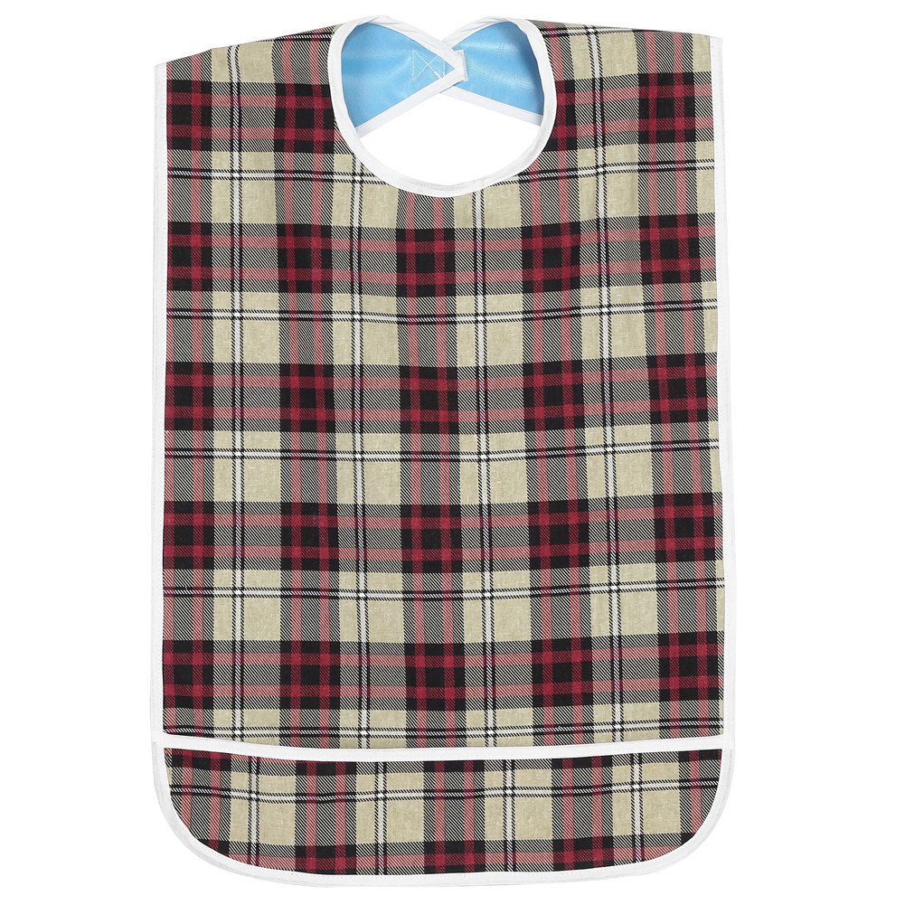 Adult Bib for Eating, Waterproof Washable Elder Mealtime Bib Clothing Protectorwith Adjustable Strap for Elderly Seniors Men Women(Khaki)