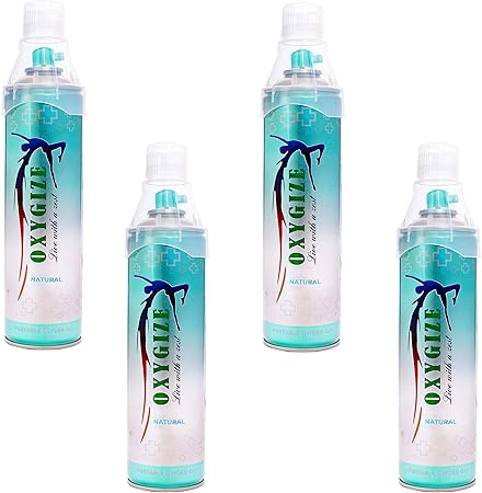 Oxygize Portable 40L Natural Flavour Oxygen Can Cylinder Canister With Inbuilt Mask Protect For Air Pollution, Quick Recovery, Boosting Immune System, Easy To Carry (600 Breaths Approx.) (Pack Of 4)