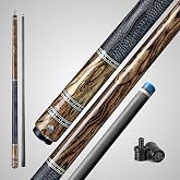 RHINO Retro Carbon Fiber Pool Cue, Low Deflection Carbon Fiber Cue | 30" Carbon Shaft, 12.5mm TIME Crystal Tip, Pro Taper, 3/8-8 Joint, Microfiber Leather Wrap, Classic Wood Design