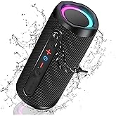 KingSom Portable Bluetooh Speaker with Lights,Powerful Crystal Clear Sound Bluetooth Speaker,IPX5 Waterproof Wireless Speakers,BT5.3 & TF-Card Input,TWS Paring,24H Playtime Portable Speakers