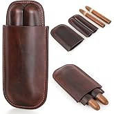 CataPurus Top Grain Leather Travel Cigar Case Sleeve, Vintage Design, Fully Handmade, Genuine Leather Portable Cigar Humidor Case, Gift Choice for Cigar Lovers, Vintage Coffee for 2 Fingers