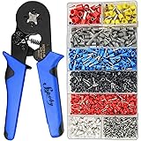 Ferrule Crimping Tool Kit, Sopoby AWG 28-7 Self-adjustable Ratchet Ferrule Crimper Plier Set with 1200PCS Wire Ferrules Crimp