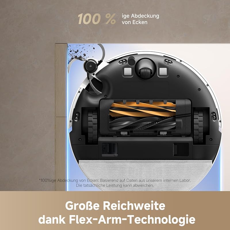 D20 Pro Plus Saugroboter, 13.000 Pa Saugkraft, DuoBrush für Tierhaare, Eckenrein, Selbstentl, Hindernisverm. m. LDS-Navigation & Laser, saugt und wischt, Hartböden & Teppiche, 5.200 mAh Akku