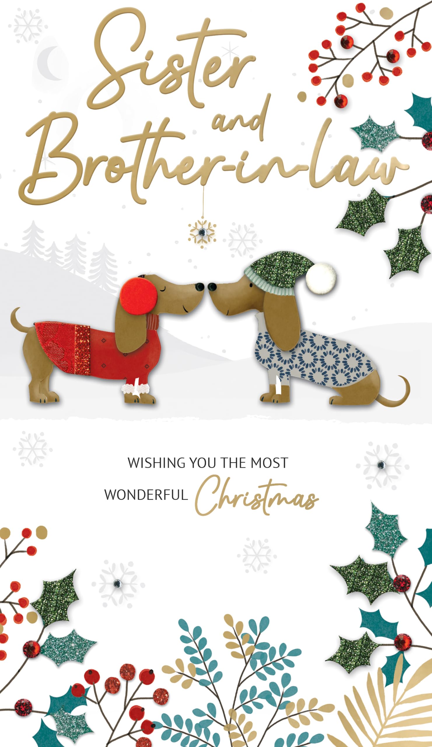 Sister & Brother-in-Law Embellished Christmas Card Hand-Finished Champagne Cards XCDC427