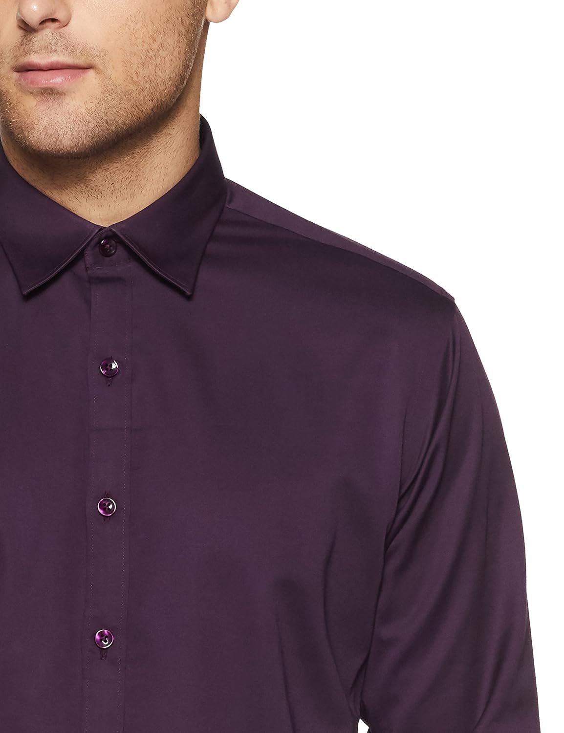 wills lifestyle men's solid slim fit dress shirt