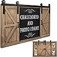Excello Global Products Rustic Wood Chalkboard with Four 4x6 Hideaway Photos: Large Wall Mounted Magnetic Chalk Board, Perfect for Kitchen Dcor, Restaurant Menu, Bulletin Sign