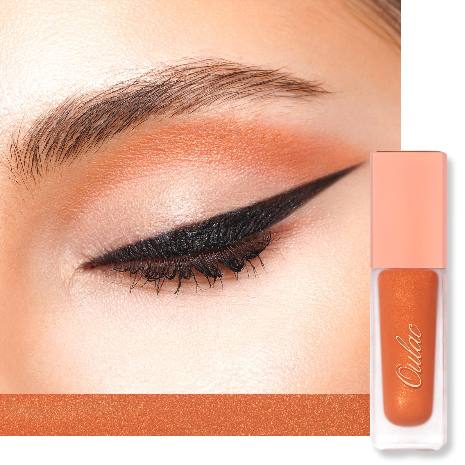 Oulac Liquid Eyeshadow Satin Finish - Multi-Use Pumpkin Orange Eyeshadow & Eye Primer | Blendable Smooth Eye Make-up, Crease-Resistant, Non-Greasy, Vegan, Cruelty-Free, Sunset (SA09)