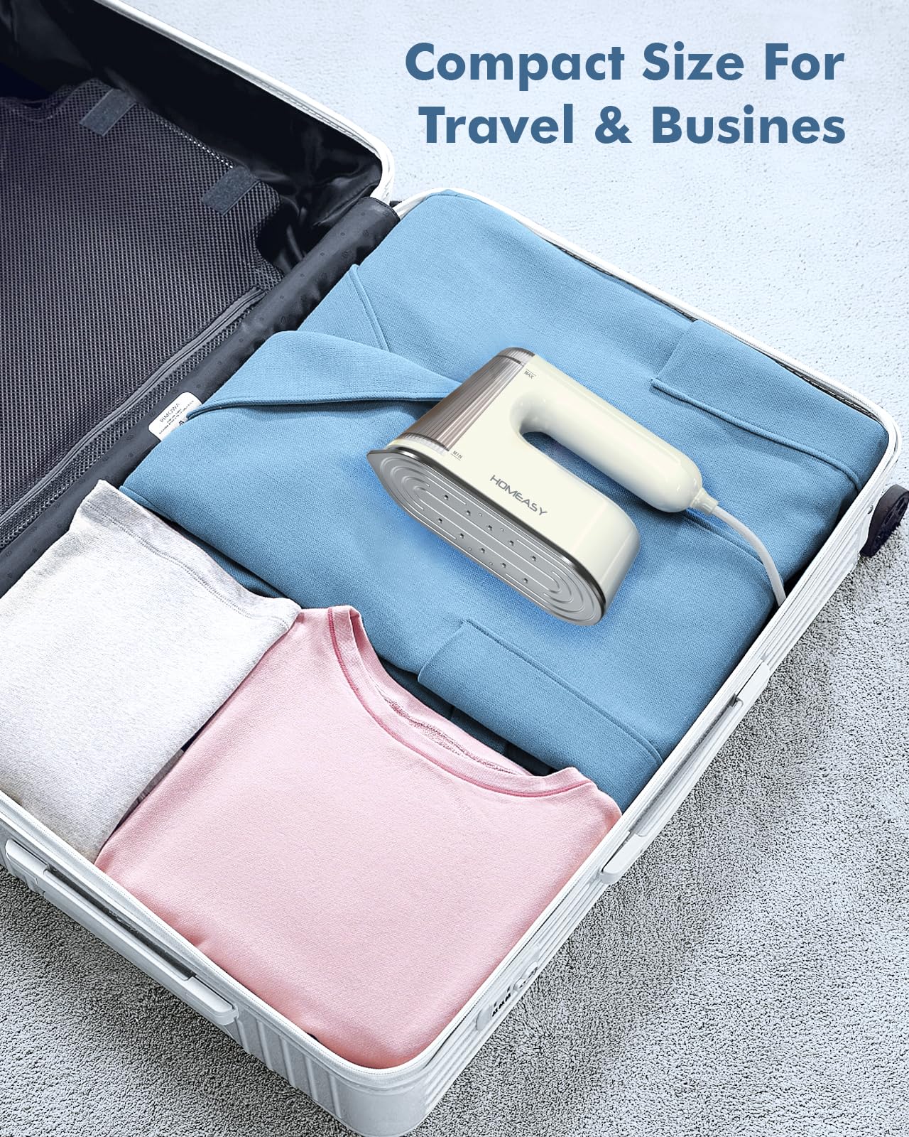 Travel Steamer for Clothes Portable, HOMEASY Mini Steam Iron, 2 in 1 Garment Clothes Steamer Handheld with Detachable Water Tank for Home & Travel, Fast Heat up, 1200W