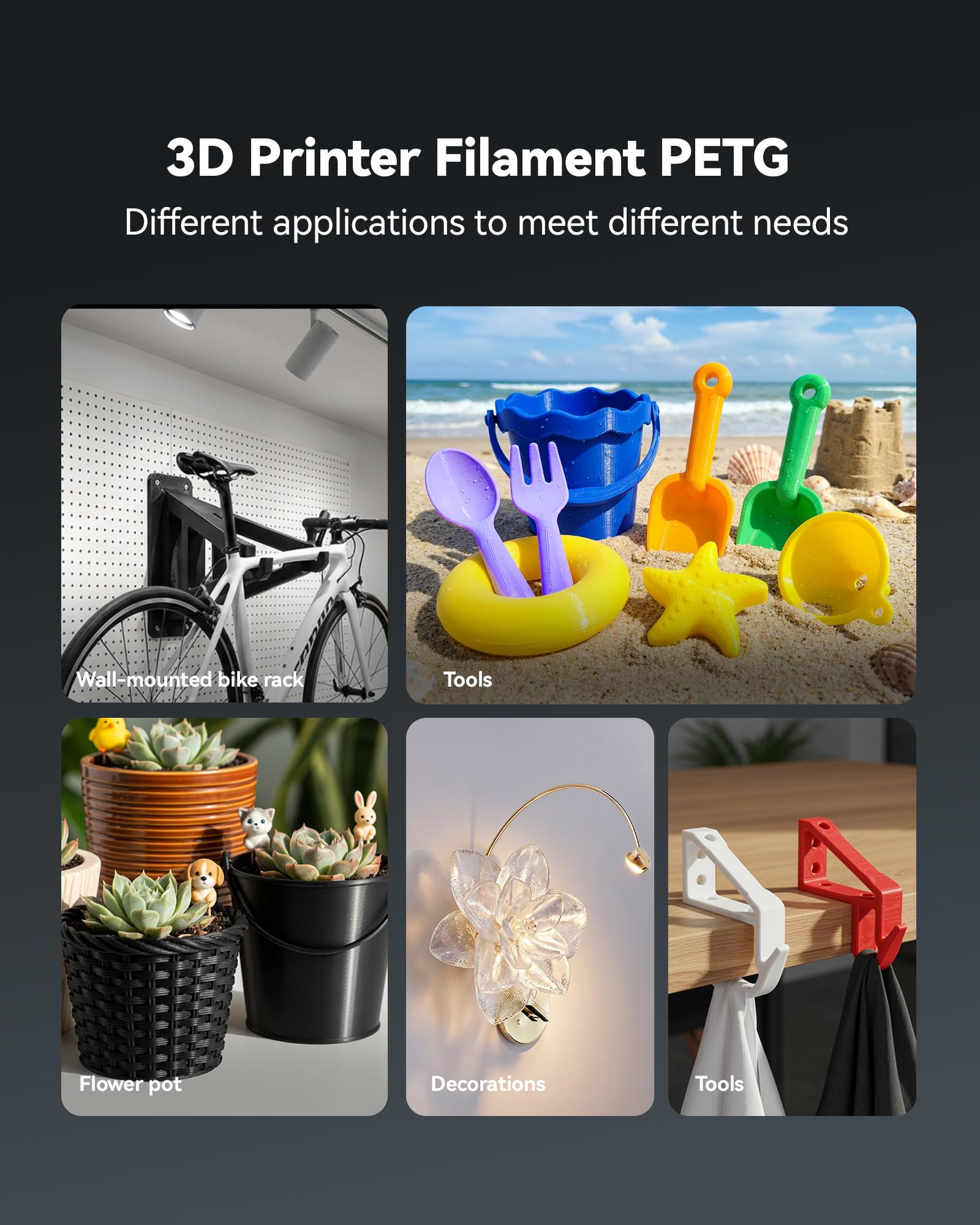 SUNLU 4KG PETG Filament Bundle, Verbesserte Zähigkeit Hohe Schlagfestigkeit 3D Druckerfilament, für die Meisten FDM 3D Drucker, 1kg pro Spule, 4 Rollen, Rosa+Lavendelviolett+Kleinblau+Grün 5