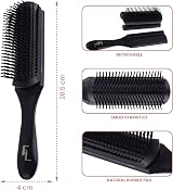 Fine Lines 9 Row Mens Hair Brush for Curly Thick Hair Detangler Wigs view 4