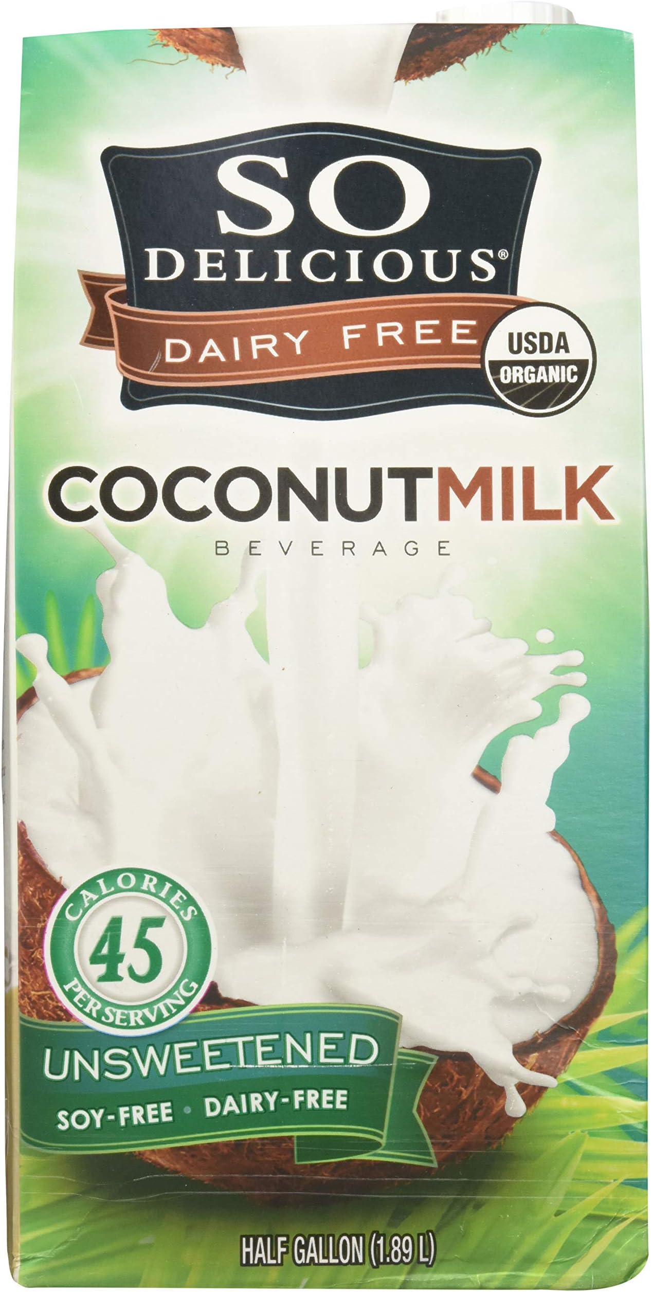 So Delicious Dairy Free Coconut milk Beverage, Unsweetened Original, 4 Count