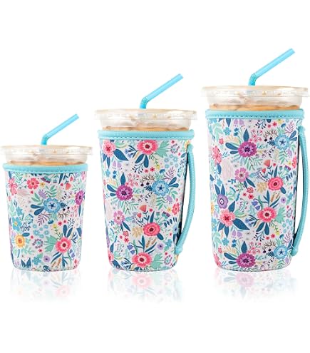 Reusable Neoprene Iced Coffee Sleeve - Volleyball Design, Fits 30-32oz Cups