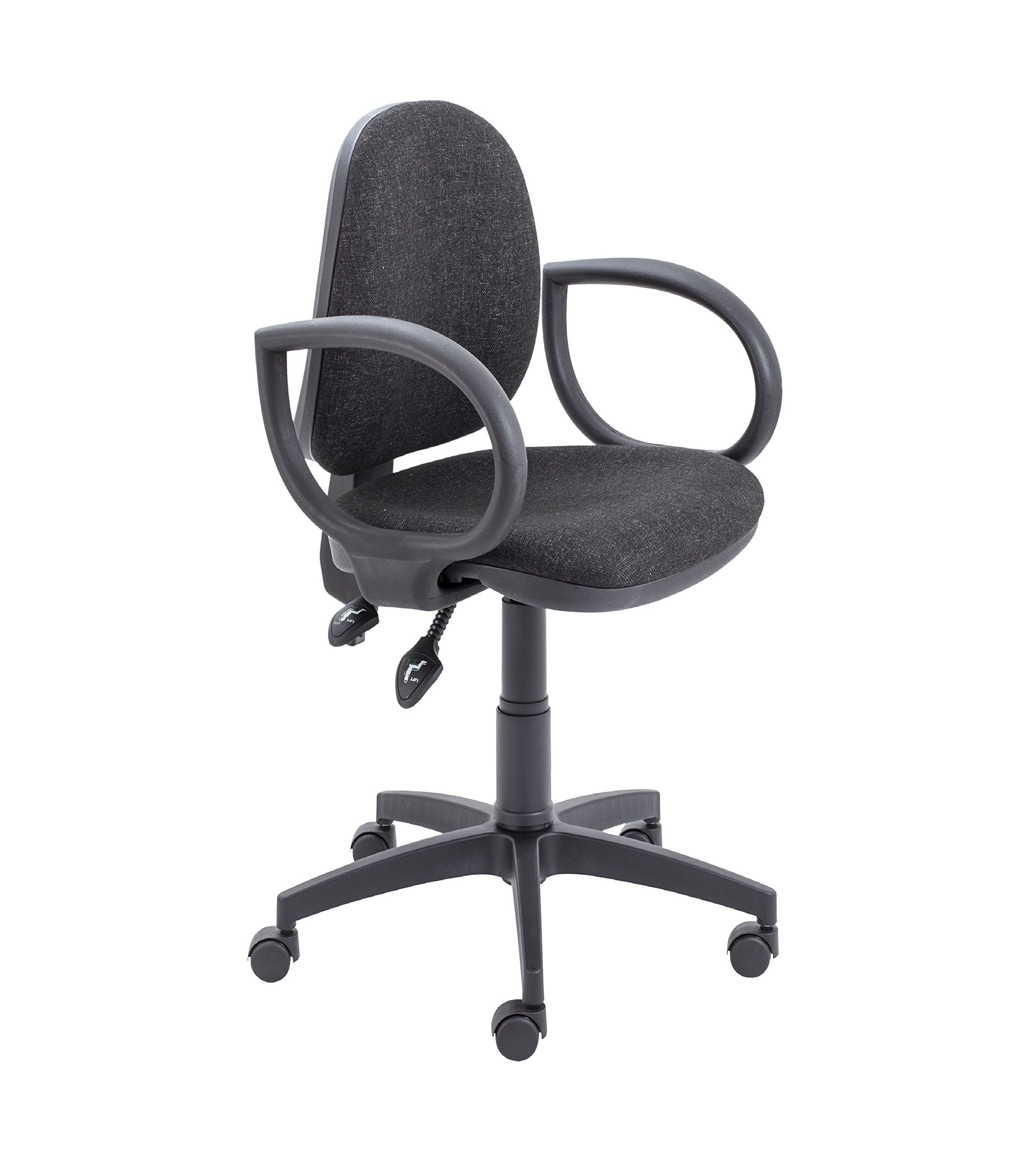 Office Hippo Mid Back Desk Chair, Swivel Home & Office Chair With Height Adjustable Seat, Fixed Arms & Lumbar Support For Extra Comfort, Computer Chair For Daily Use - Charcoal Grey