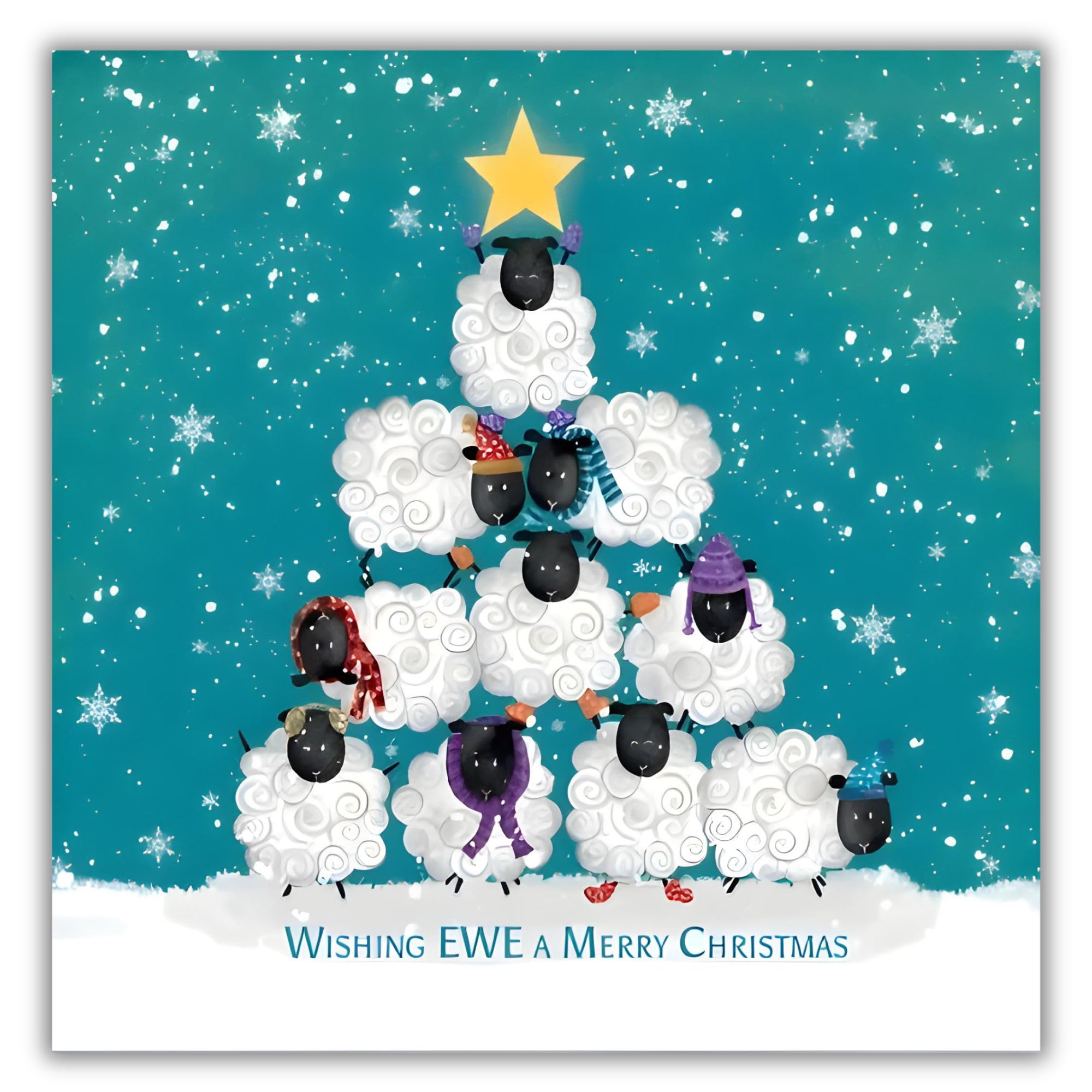 Noel Tatt Charity Christmas Card Pack of 10 - Sheep Tower Design - Christmas Card Multipack - In Aid of UK Charities