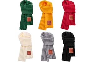 Kingrol Kids Scarf, Set of 6, Soft Winter Scarves for Girls Boys, Toddlers Warm Knit Scarves