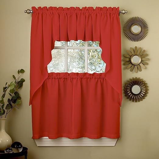Amazon Com Sweet Home Collection 5 Pc Kitchen Curtain Set Valance