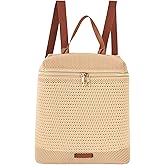 Meyaus Women Medium Straw Handmade Woven Backpack Casual Daypack Shoulders Bag