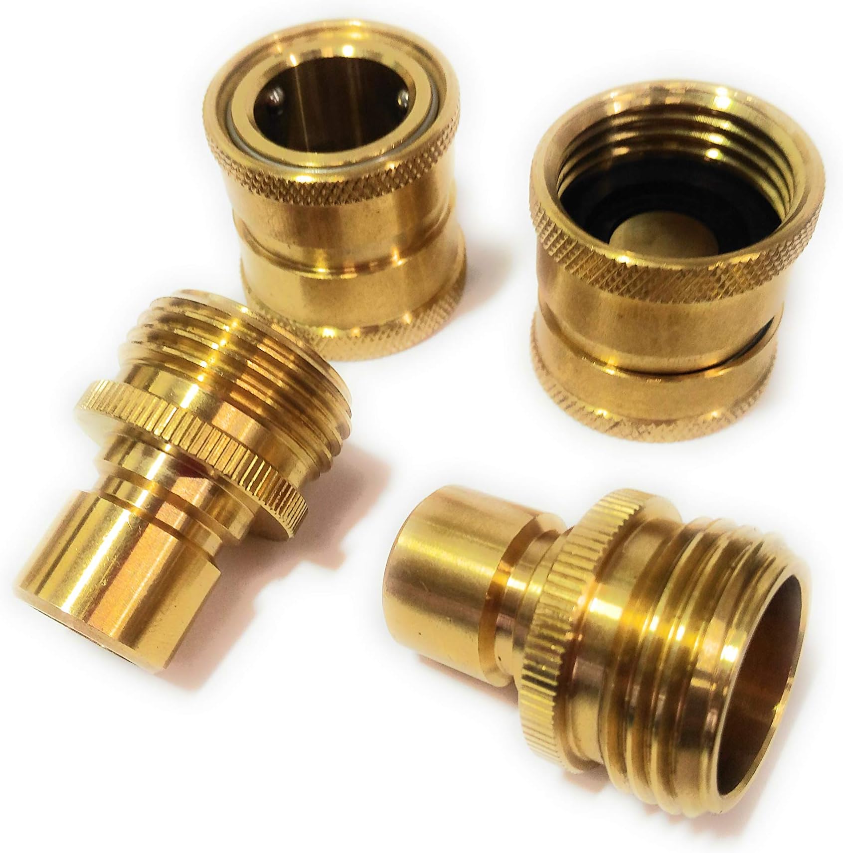 Garden Hose Quick Connect Set, Extra 10 Washers, 2 Female Connectors + 2 Male Connectors.