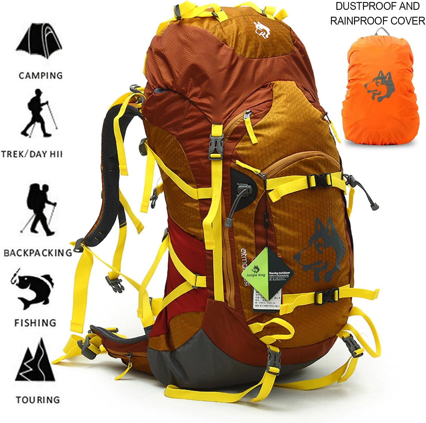 Soloom 55L Internal Frame Backpack Hiking Camping Backpack Trekking Bag for Men Women with Rain Cover
