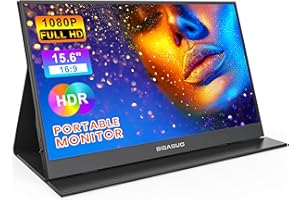 BIGASUO Portable Monitor, 15.6'' 1080P FHD Portable Monitor for Laptop, USB-C HDMI Computer Display HDR, Ultra-Slim IPS Gaming Monitor with Smart Cover for Laptop, PC, Phone, Mac, Xbox, PS4/5, Switch