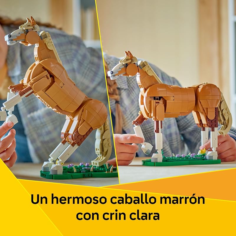 Criador 3 em 1 Brinquedo Nobre de Cavalo - Conjunto com Animáveis Transformáveis em Figura de Urso ou Veado Articulado - Presente para Raparigas e Rapazes 9+ Anos - Decoração do Quarto 31166