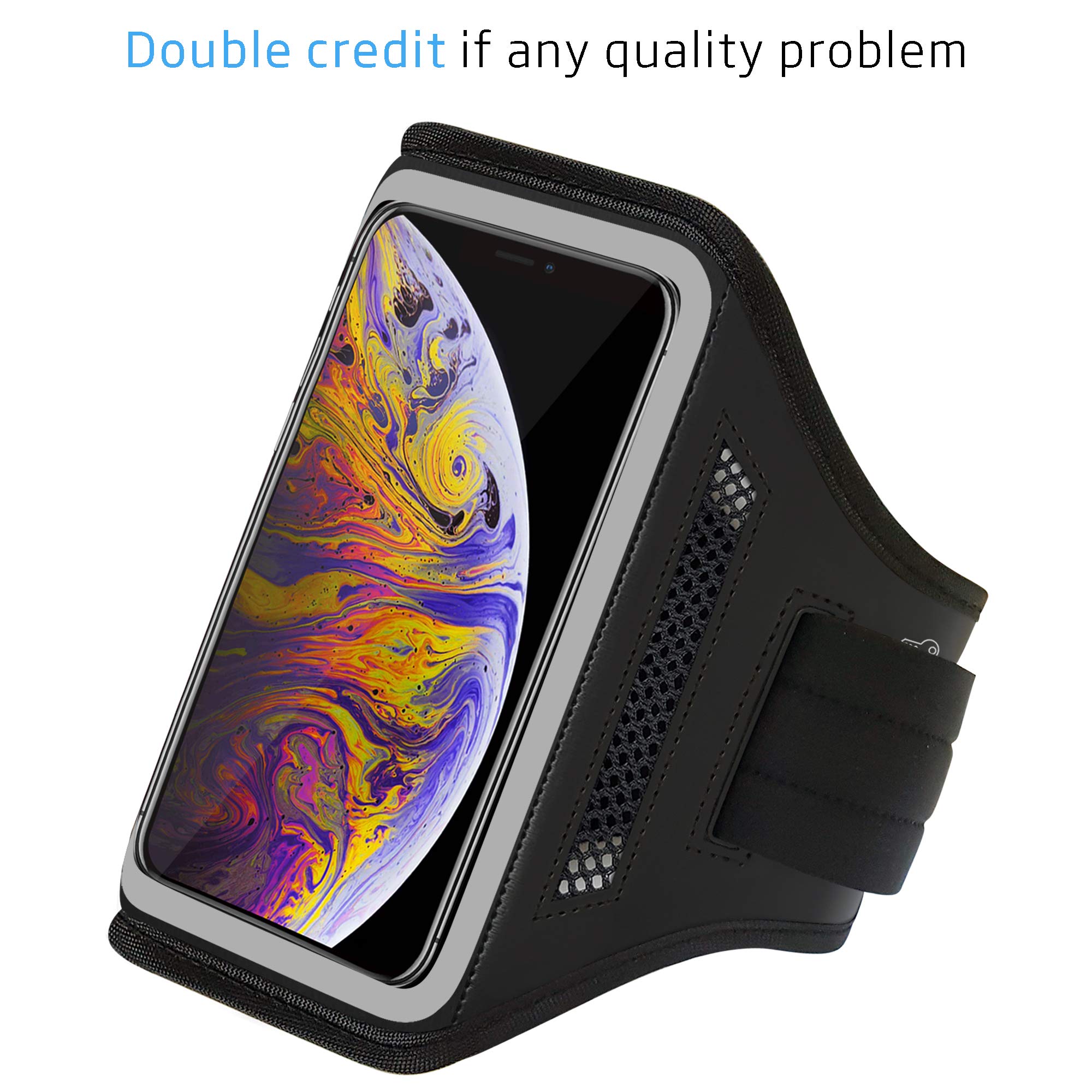 LOVPHONE Armband for iPhone iPhone Xs Max, Waterproof Sport Outdoor Gym Running Key Holder Card Slot Phone Case Bag Armband (Gray)