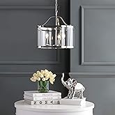 SAFAVIEH PND4041A Jude Adjustable Shiny Nickel and Clear 3-Light (LED Bulbs Included) Pendant