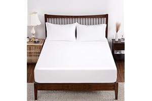 SHUNJIE.HOME Bamboo Viscose Fitted Sheet King Size Only, 400 Thread Count, 8-16" Deep Pocket, Cooling Breathable Silky Smooth Soft Bottom Sheet for Hot Sleeper (White, King)
