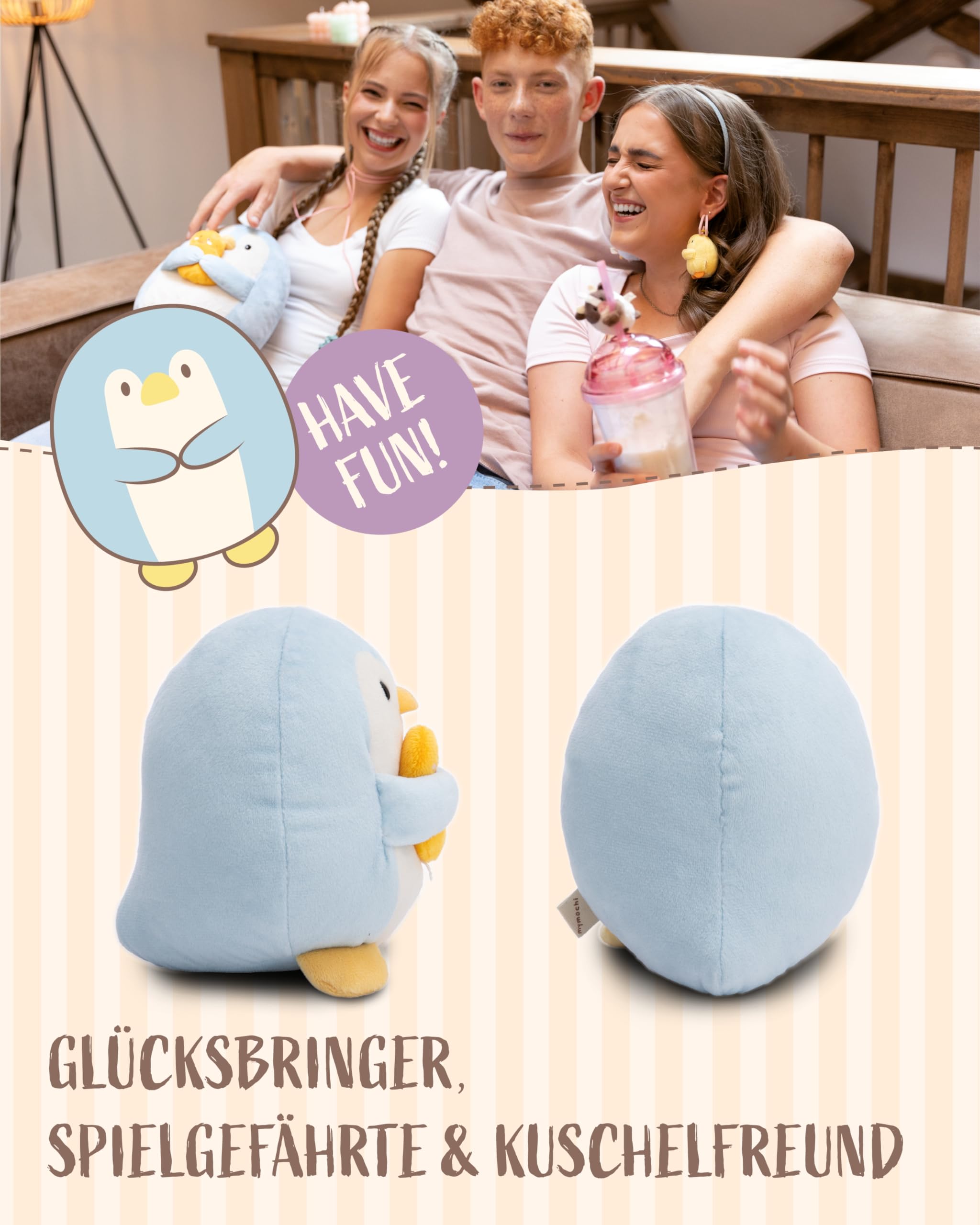 NICI MYMOCHI Pinguin Kuscheltier Waddle 27 cm mit Ente, Flauschiges Stofftier zum Kuscheln, Spielen und Liebhaben, Liebevoll gestaltet - 61409 5