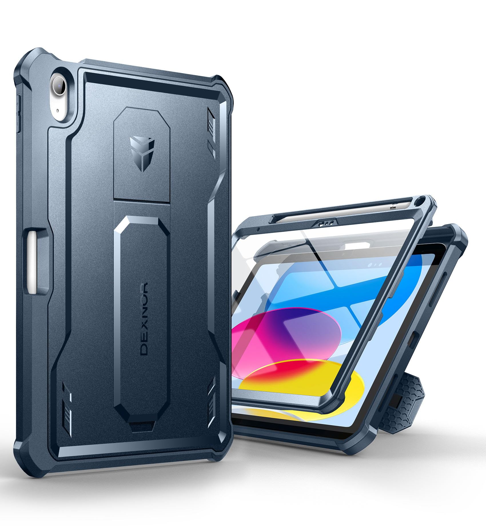 DEXNOR Case for iPad 10th Generation (2022 Release), 360 Protective full body Case with Built-in Screen Protector Bumper Case for iPad 10.9 inch(2022) - Navy Blue