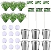 Soulchen 6 Set Golf Party Table Decorations Kit Includes 6 Iron Bucket 12 Mini Golf 90 Artificial Grass 6 Flags Centerpiece for Birthday Sport Themed Party Desk Supplies Rugby Favors (Classic)