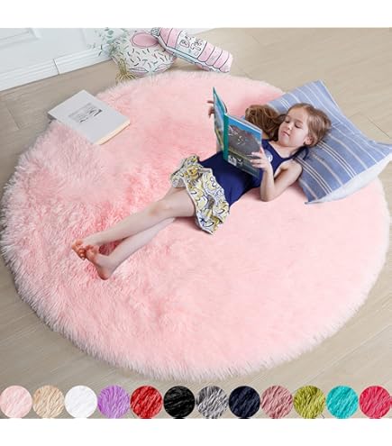 Amazon.com: FJZFING Pink Round Rug Ultra-Soft Plush Modern 7x7
