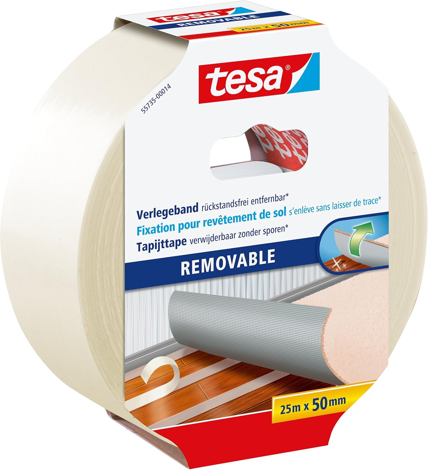 tesa Flooring Tape Removable Without Residue, Fabric-Reinforced