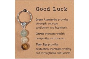 GINAZL Natural Crystals Keychain Gift for New Beginnings, Small Healing Stones Keychain for Anxiety Relief. Healing Crystals