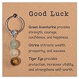GINAZL Good Luck Keychain gift，Natural Crystals