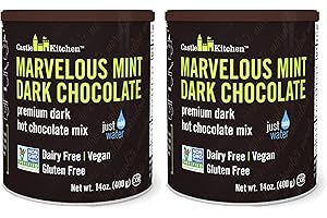 Castle Kitchen Mint Dark Hot Chocolate (2 Pack) Premium Plant Based, Dairy Free, Gluten-Free, Vegan Hot Coca Mix - Just Add Water - 14 oz