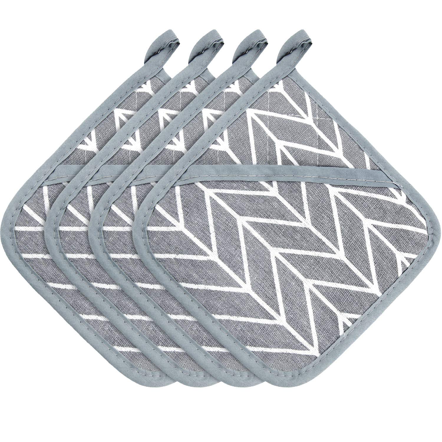 Pot Holders with Pocket for Kitchen Heat Resistant Potholders Large Cotton Square Oven Mitts Set,4 Pieces