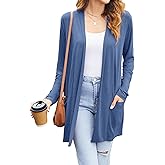 Newchoice Womens Casual Lightweight Cardigans with Pockets Loose Long Sleeve Open Front Cardigan (S-3XL)