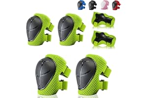 BURSUN Knee Pads for Kids Toddler Knee Pads and Elbow Pads set Kids Protective Gear Set with Wrist Guards 3 in 1 Kids Knee Elbow Pads for Cycling Skating Bike Rollerblading Scooter, 3-14 Years