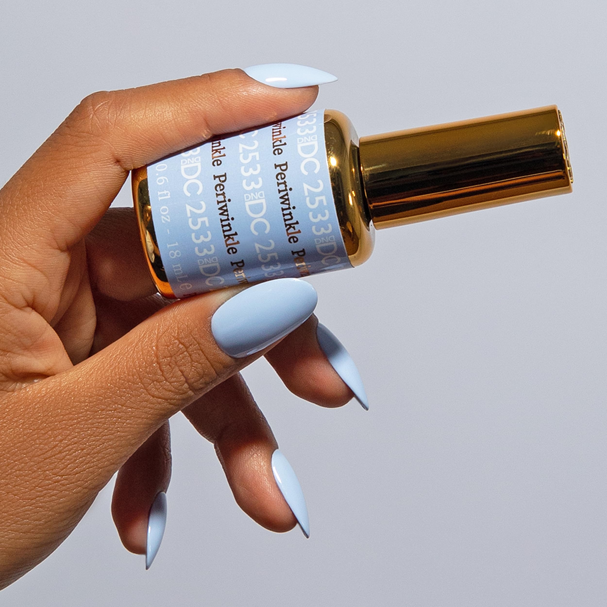 DND DC Gel Polish Set, Free Spirit Collection, UV/LED Gel Polish and Air Dry Nail Lacquer, Matching Chip-Free Polish Duo, 2533 Periwinkle, 0.5 Fl Oz - Image 2