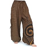 Siamrose Baggy Harem Pants Men Women, Wide Leg Yoga Lounge Trousers, Adjustable Length, 2 Pockets, One Size