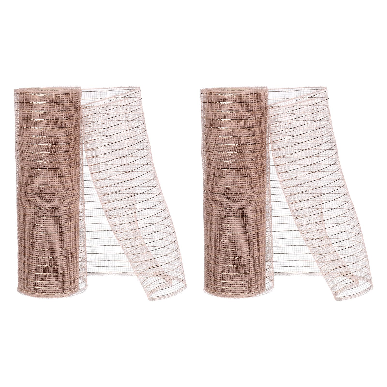 PATIKIL 2pcs Deco-Mesh, 10 Inch x 10 Yard Deco-Mesh Ribbon Roll Foil Metallic for Christmas Tree Wreaths Decoration,Brown Gold