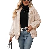 Vipwest Women's Faux Fur Cropped Coat Fall Winter Warm Fleece Jackets Full Zip Sherpa Jacket