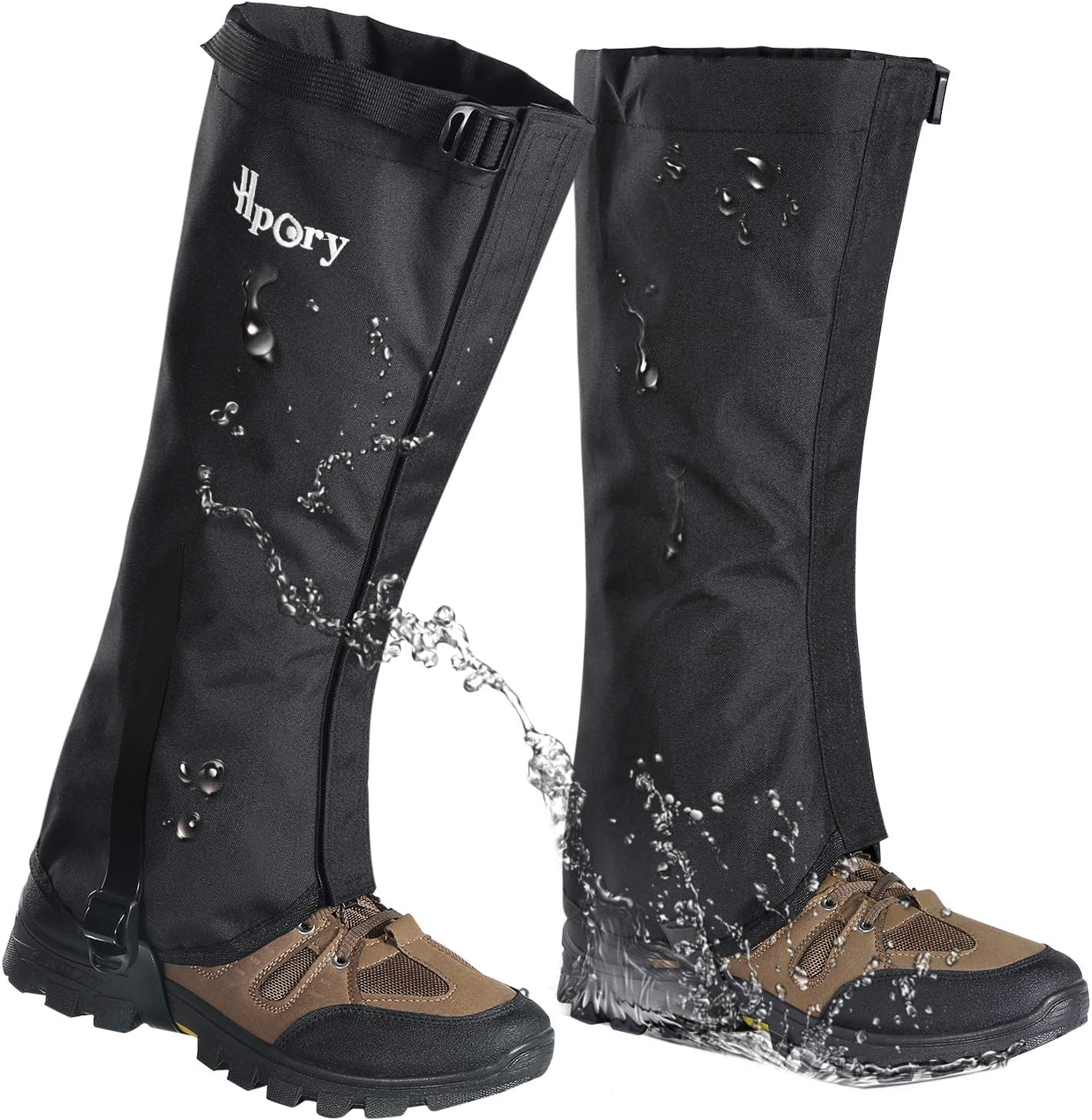 Hpory 1 Pair Hiking Leg Gaiters, Snow Boot Gaiters, Breathable Waterproof Walking High Leg Cover, 600D Anti-Tear Oxford Cloth, for Outdoor Research Climbing Fishing Hunting Trimming Grass