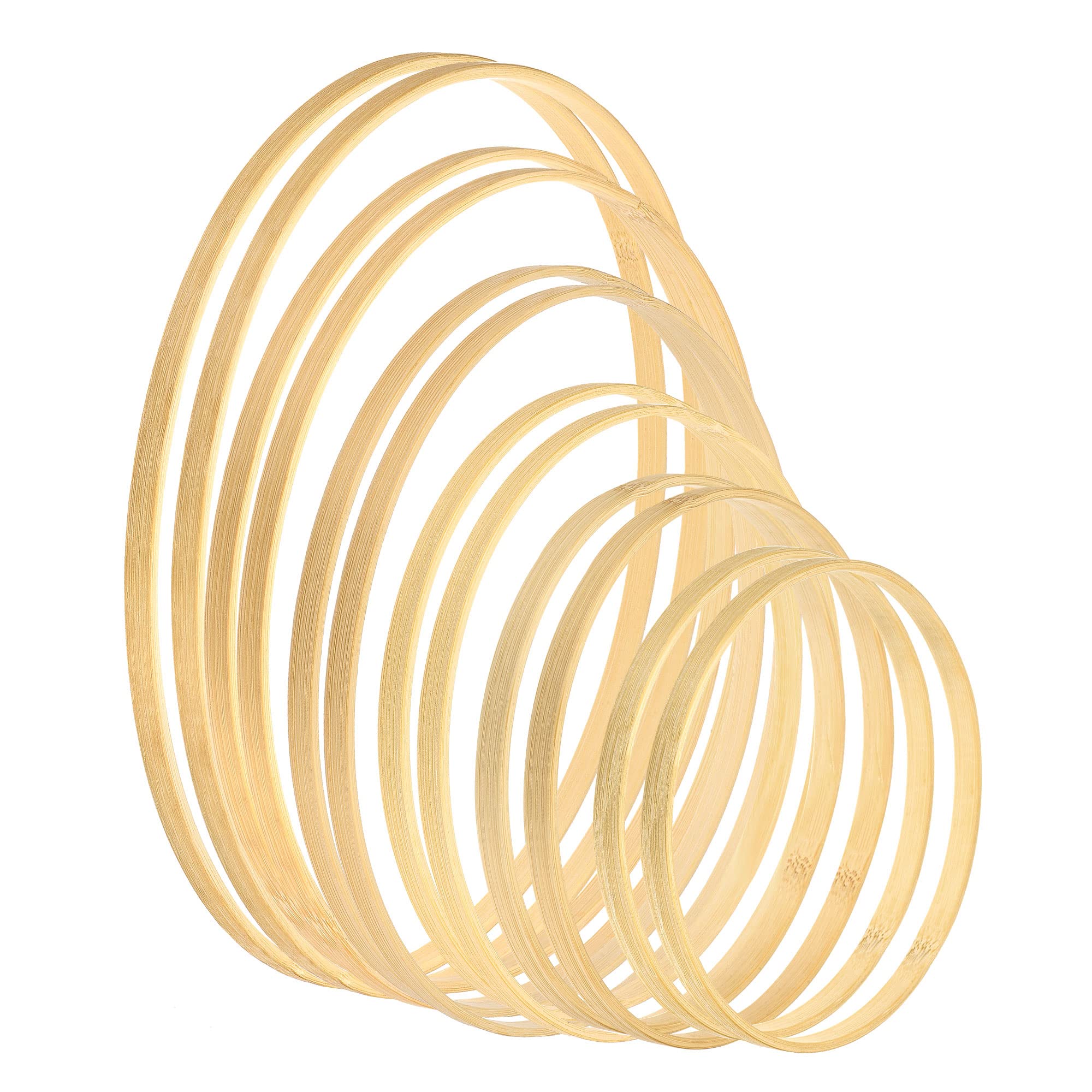 PATIKIL 6/7/8/9/10/12 Inch 6 Size Wooden Bamboo Floral Hoop, 12Pcs in 1 Set Craft Rings for DIY Wedding Wreath Decor Dream Catcher