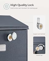 SONGMICS Anthracite Grey Wall Mounted Letterbox Mailbox Copper Lock Viewing view 3